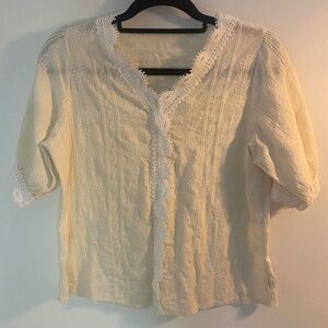 TF008 Studio Peasant Blouse in Ivory Size Medium